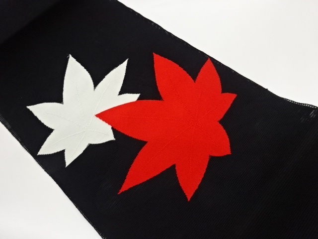 JAPANESE NAGOYA OBI FOR SUMMER / WOVEN MAPLE LEAVES